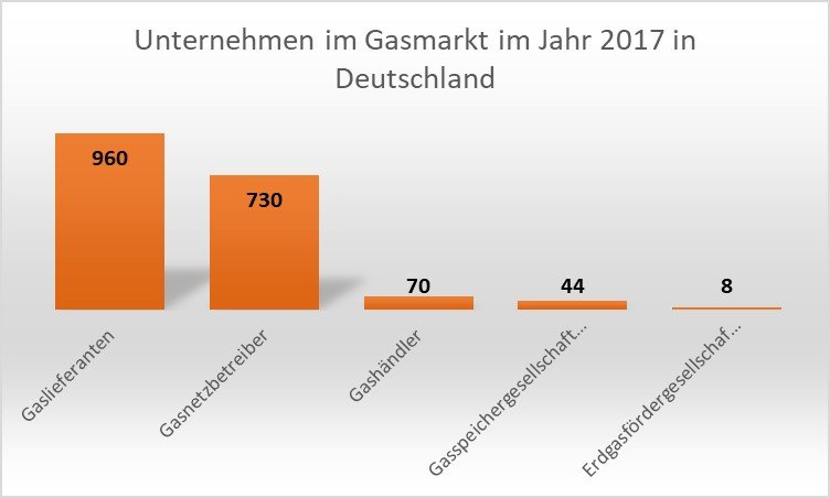 Gasversorgung in Deutschland Anzahl der Unternehmen