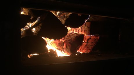 Feuer in einem Holzvergaser