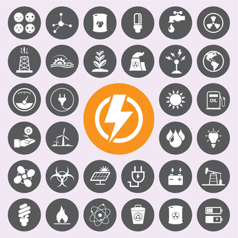 Fossile Energieträger Icons